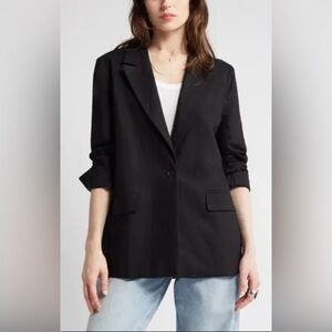Nordstrom Treasure & Bond Women's Black Linen Blazer